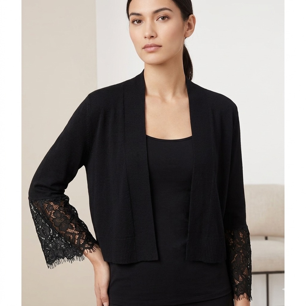 Calvin Klein | Black Lace Cuff Open-Front Shrug Bolero cardigan size XL
